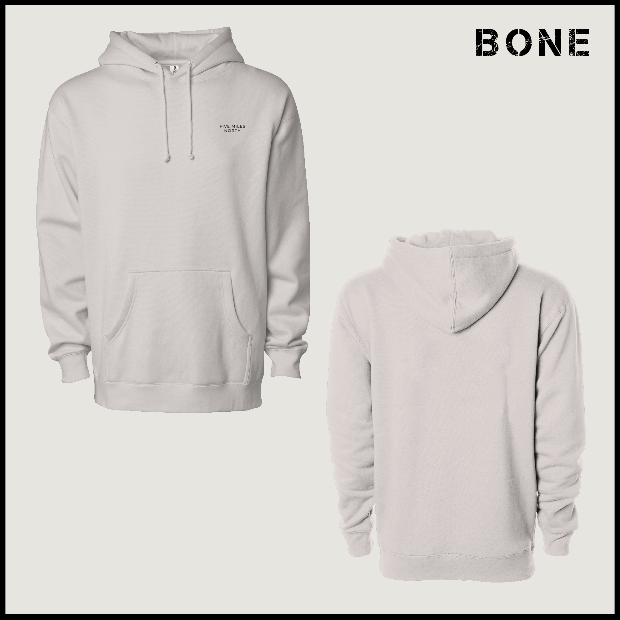 Five Miles North Hoodie :: Embroidered Black Chest Logo