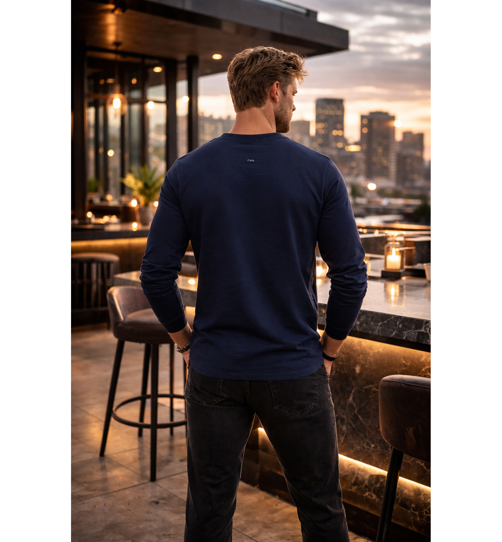 Five Miles North Long Sleeve Shirt :: Front & Back Embroided White Logo