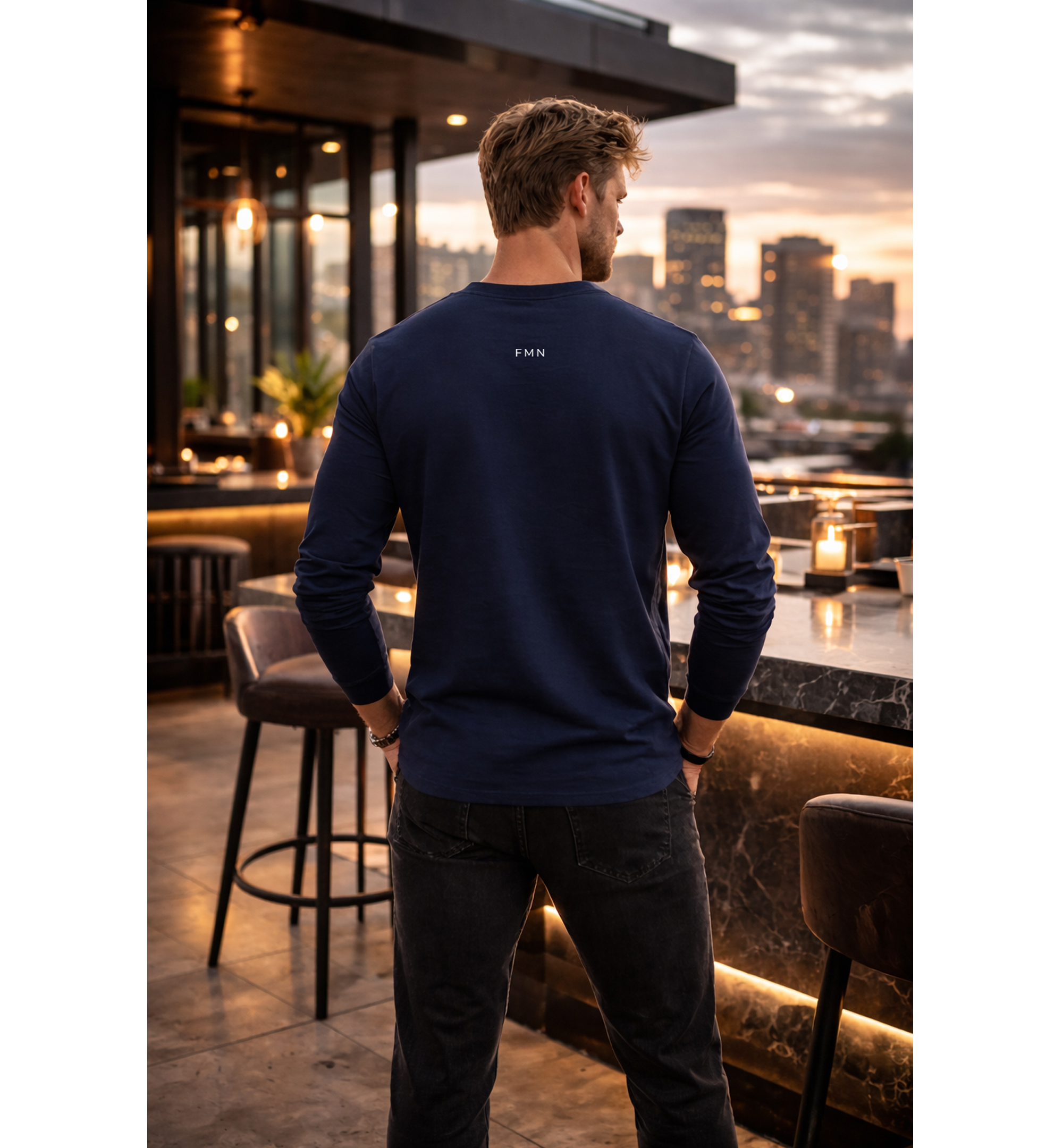 Five Miles North Long Sleeve Shirt :: Front & Back Signature Print (White Logo)