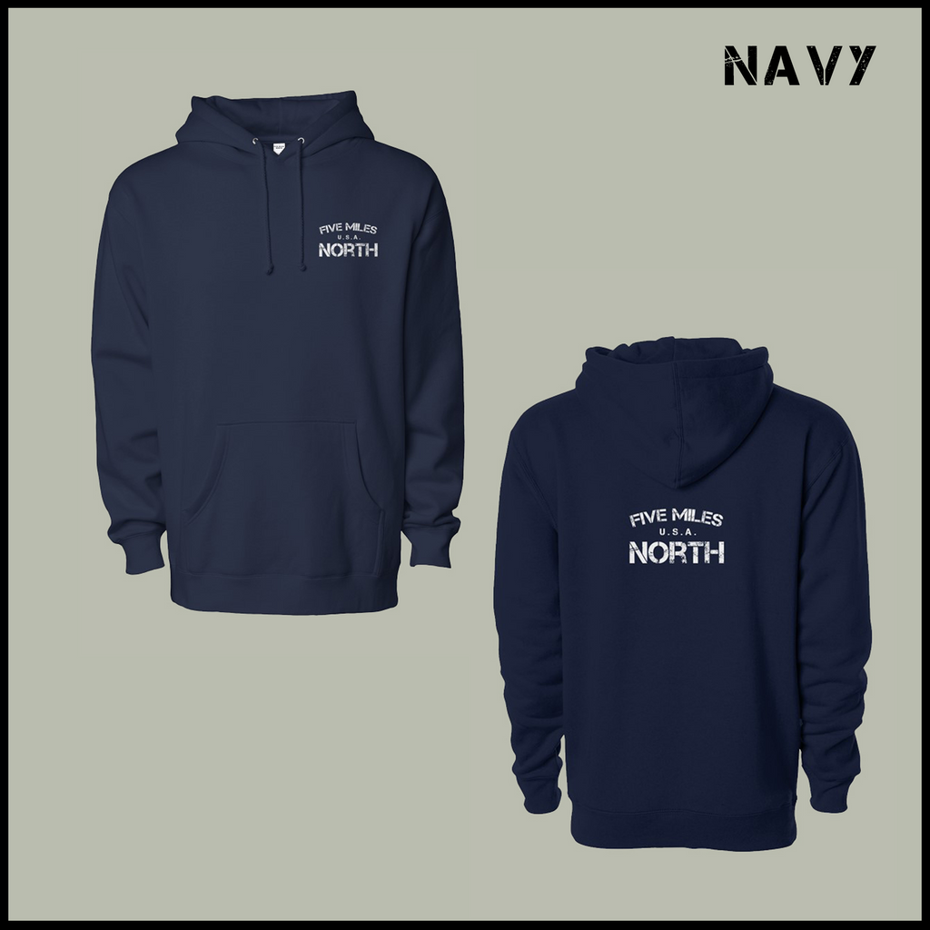 Five Miles North Hoodie - Front & Back Signature Print (White Logo)