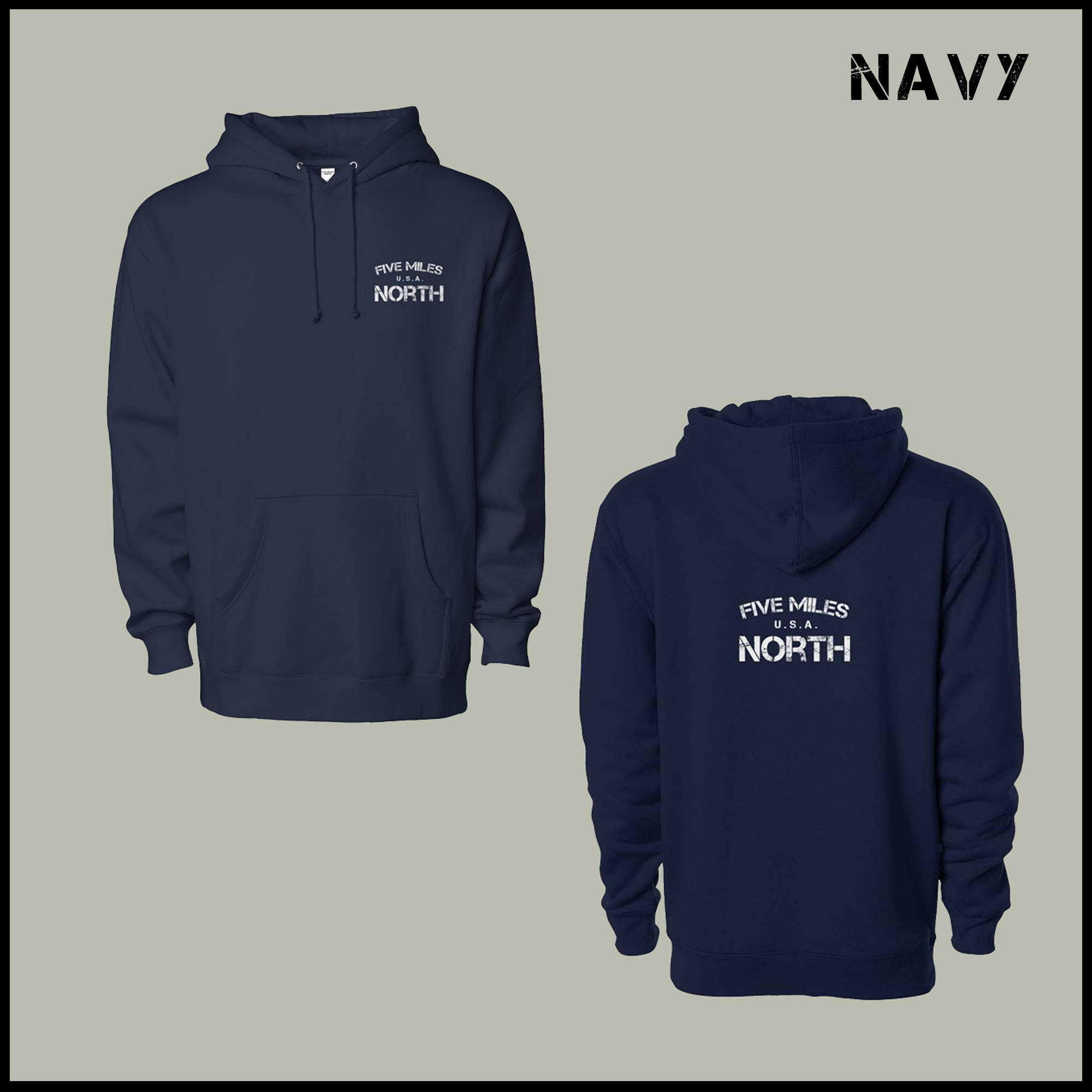 Five Miles North Hoodie - Front & Back Signature Print (White Logo)