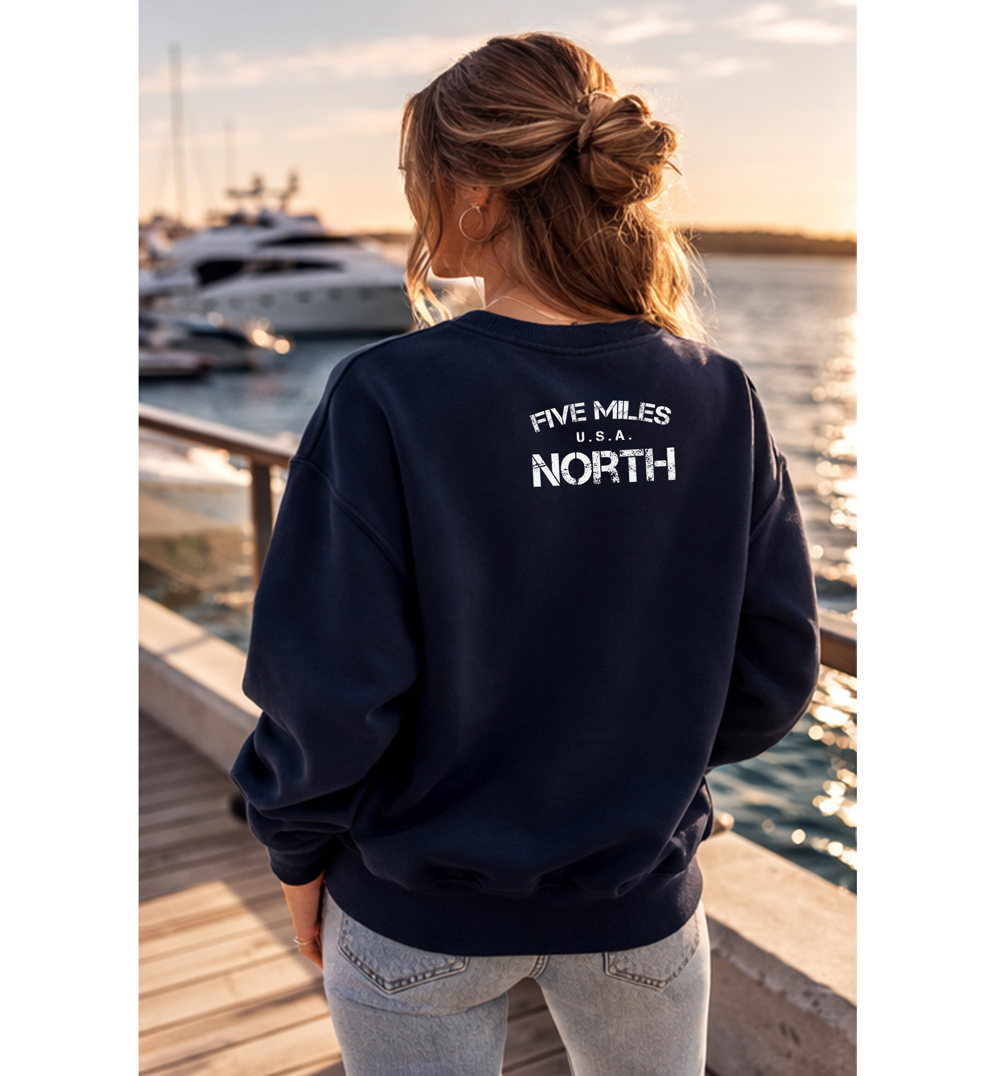 Five Miles North Sweatshirt - Front & Back Signature Print (White Logo)