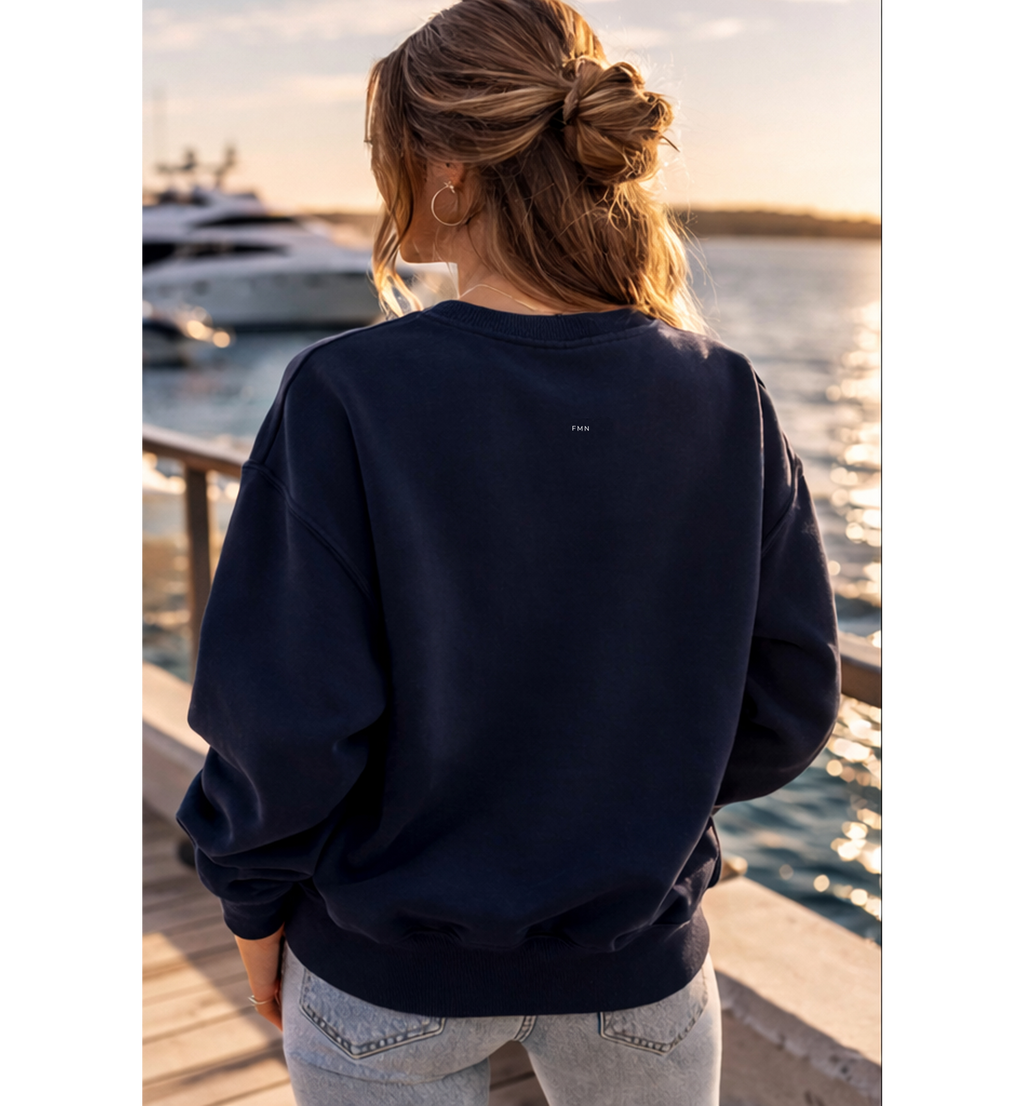 NEW Five Miles North Sweatshirt - Front & Back Signature Print Embroided White Logo