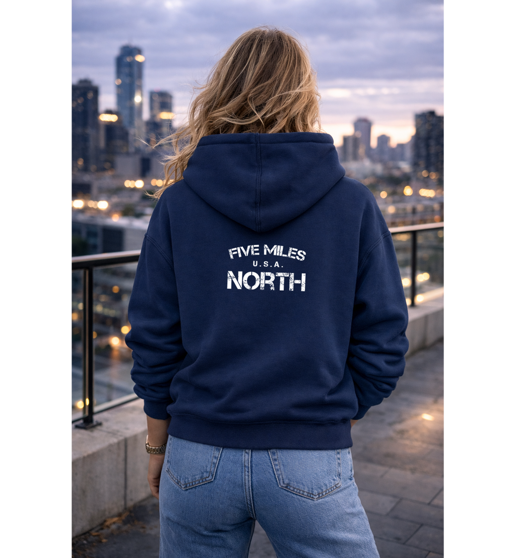 Five Miles North Hoodie - Front & Back Signature Print (White Logo)