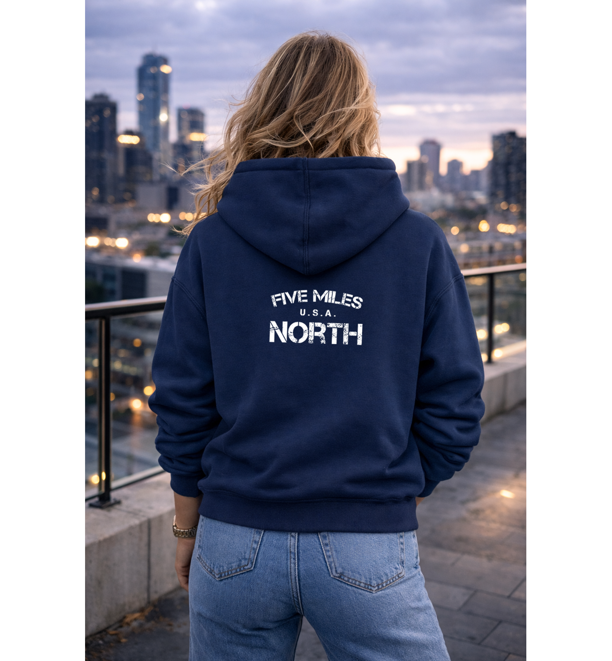 Five Miles North Hoodie - Front & Back Signature Print (White Logo)