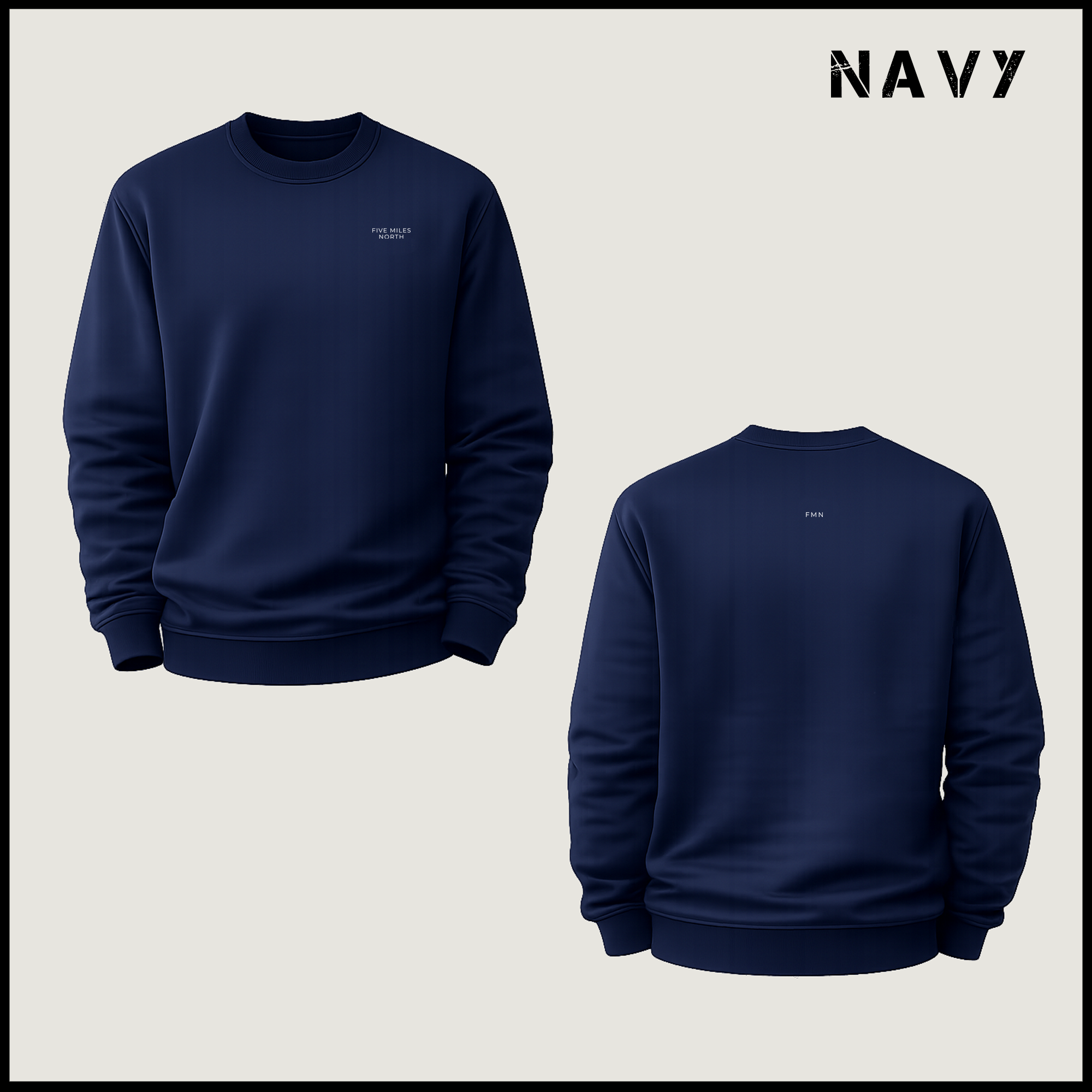 NEW Five Miles North Sweatshirt - Front & Back Signature Print Embroided White Logo