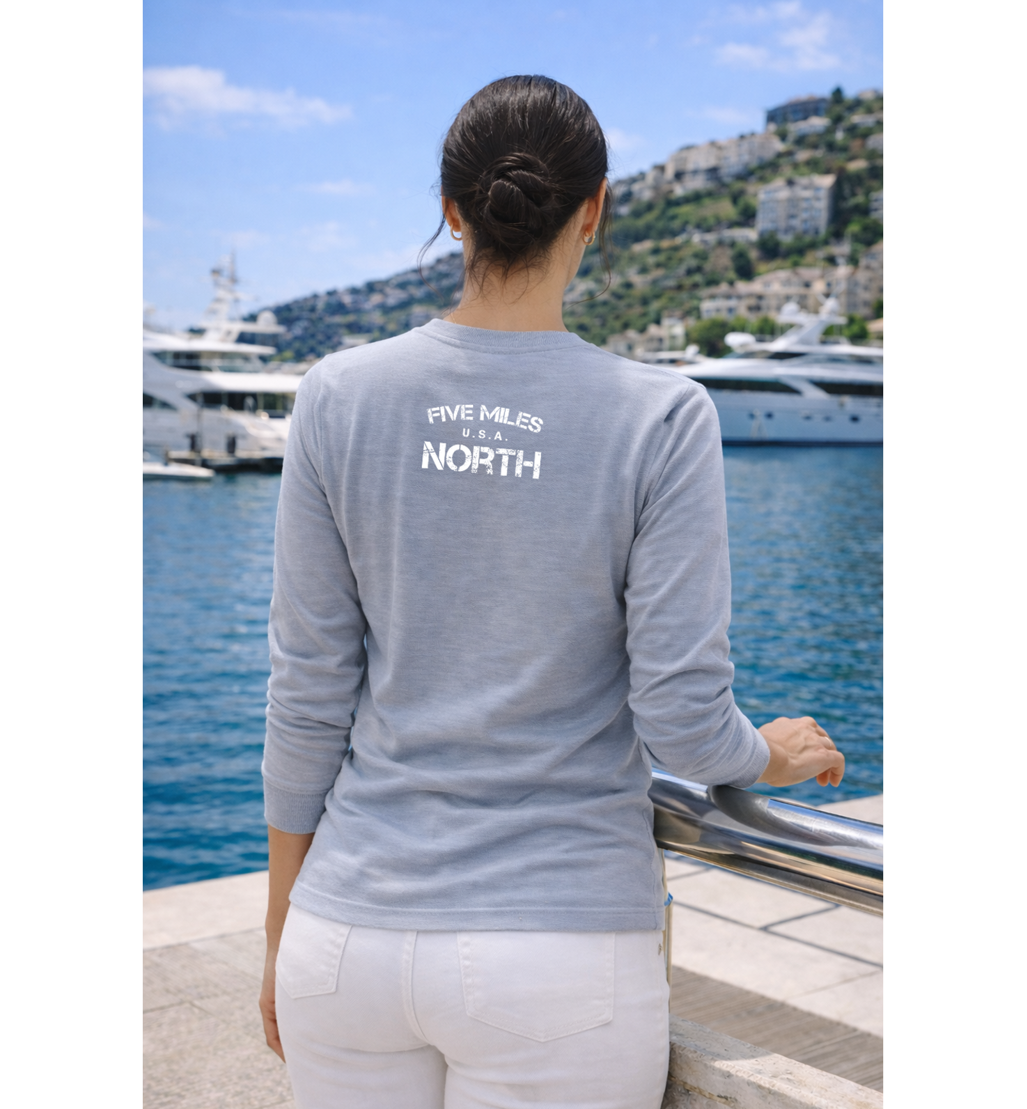 Five Miles North Long Sleeve Shirt - Front & Back Signature Print (White Logo)