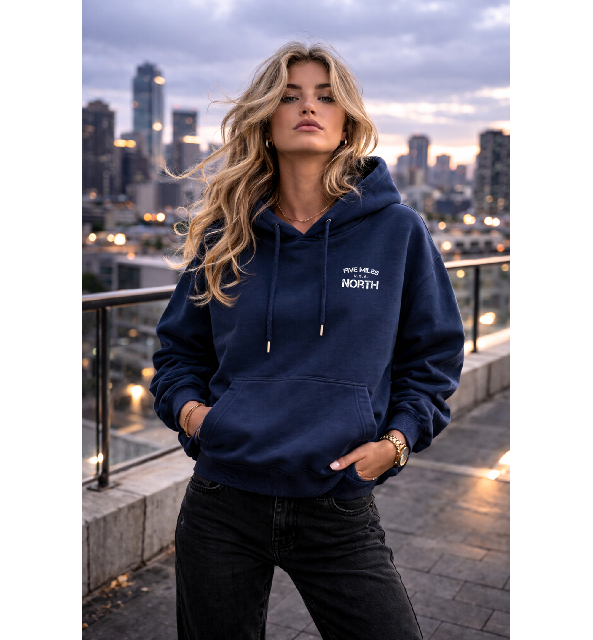 Five Miles North Hoodie - Front & Back Signature Print (White Logo)