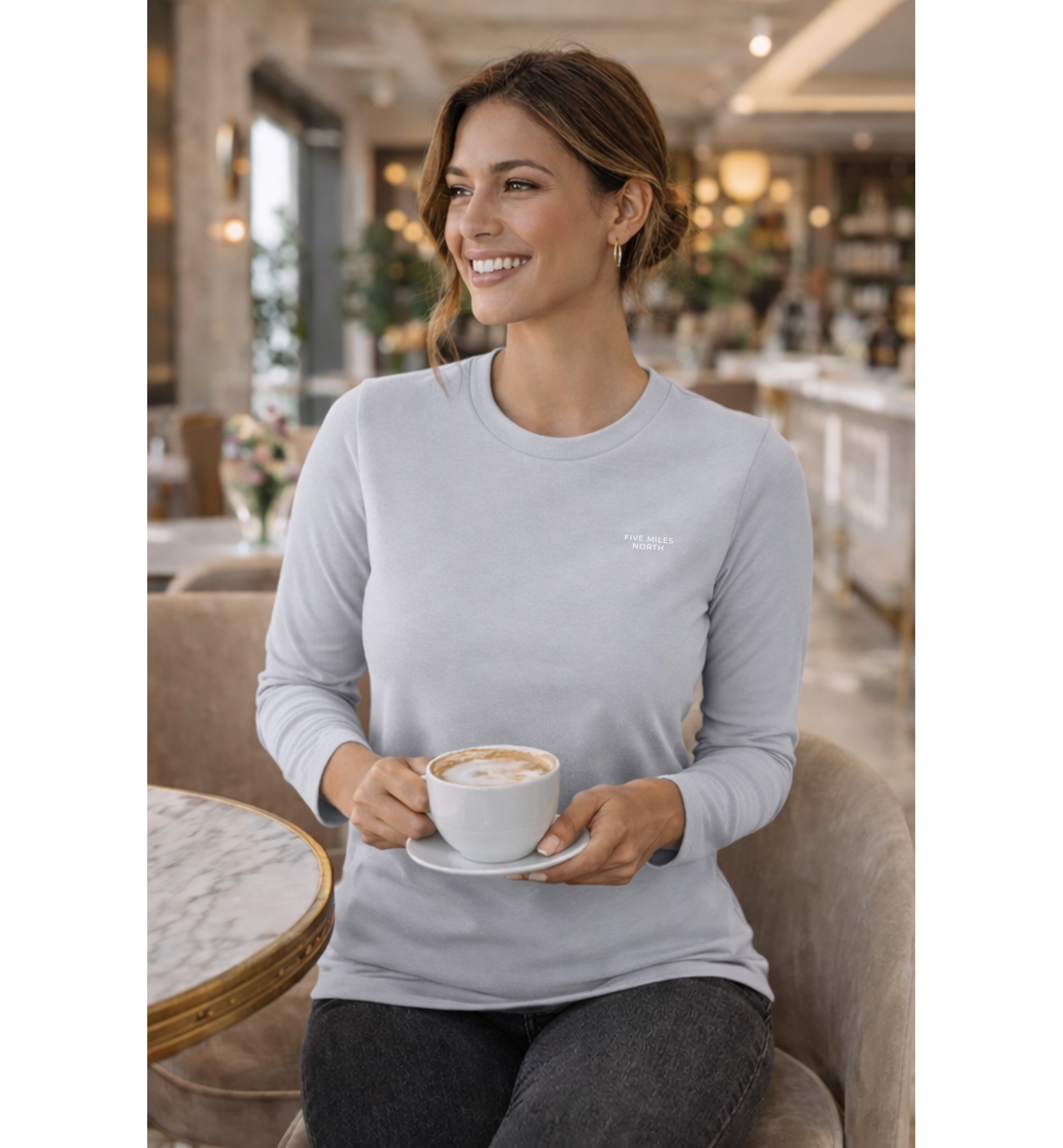 Five Miles North Long Sleeve Shirt :: Front & Back Embroided White Logo