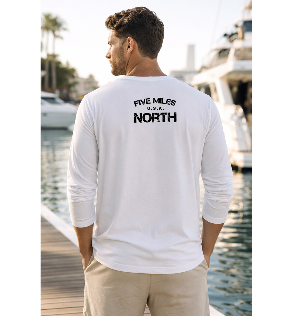 Five Miles North Long Sleeve Shirt - Front & Back Signature Print (Black Logo)