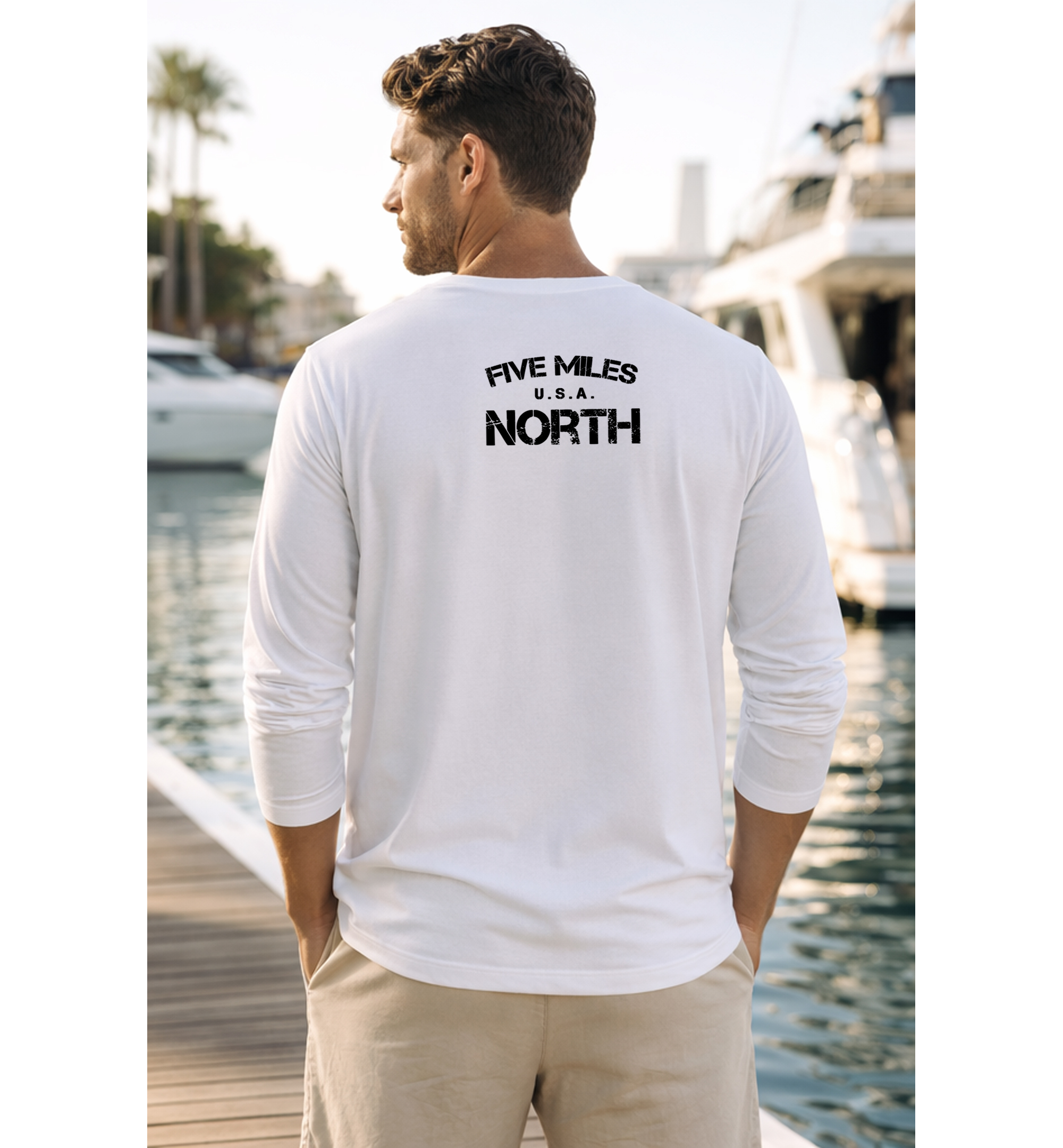 Five Miles North Long Sleeve Shirt - Front & Back Signature Print (Black Logo)
