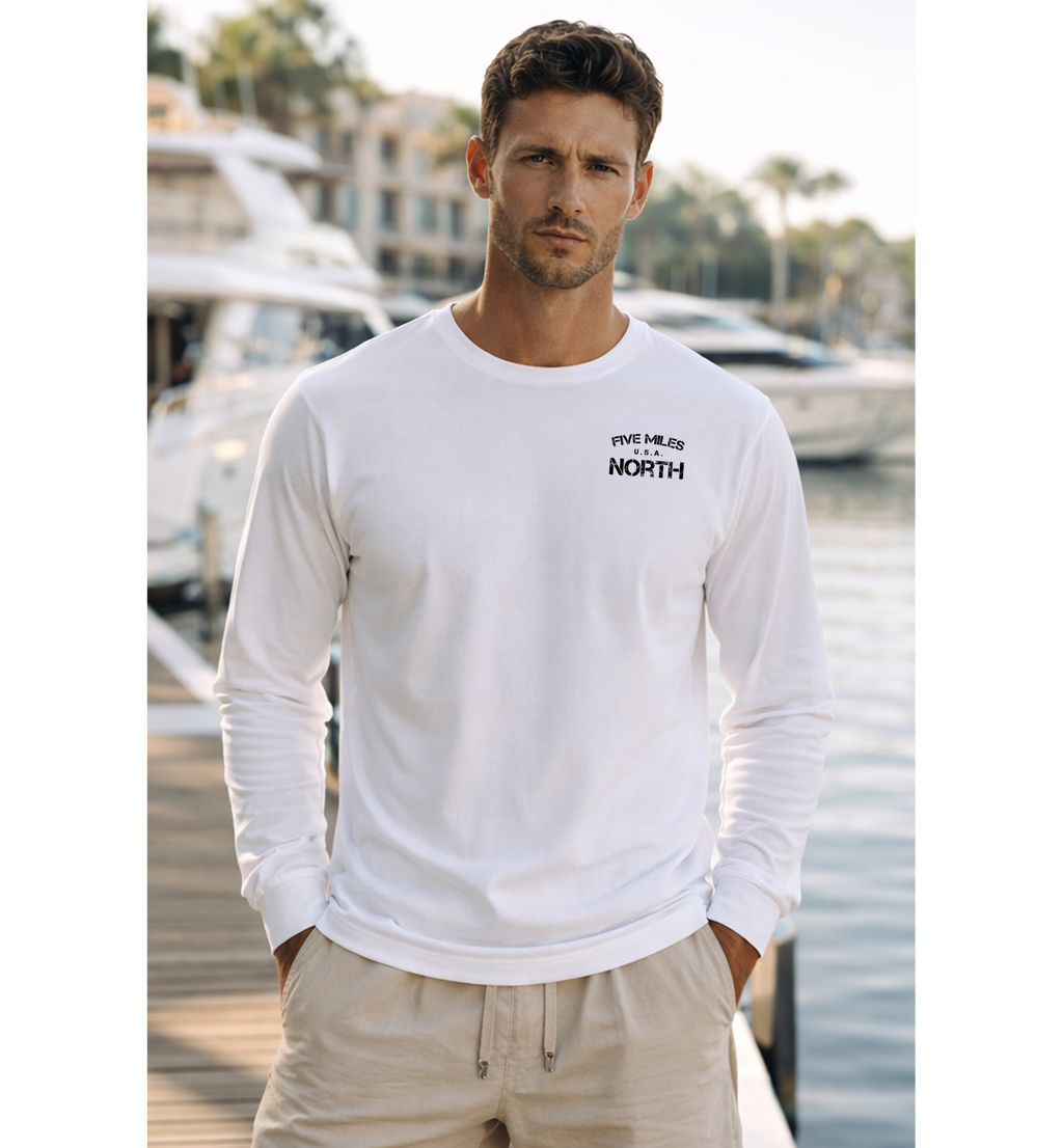 Five Miles North Long Sleeve Shirt - Front & Back Signature Print (Black Logo)