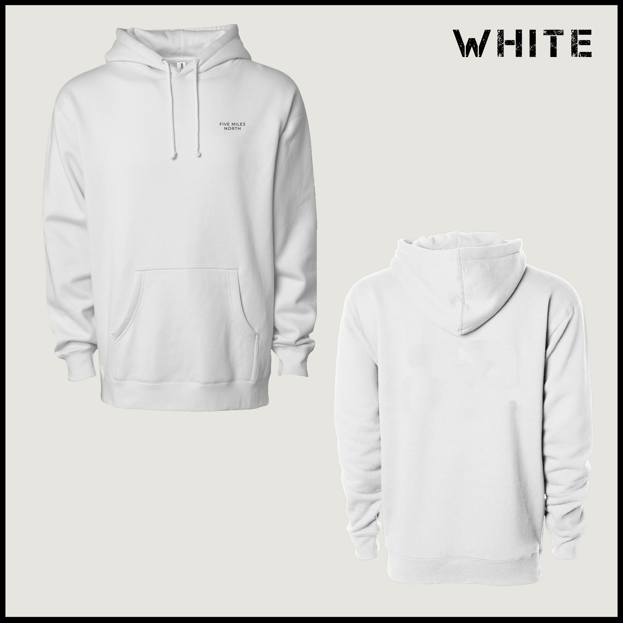 Five Miles North Hoodie :: Embroidered Black Chest Logo