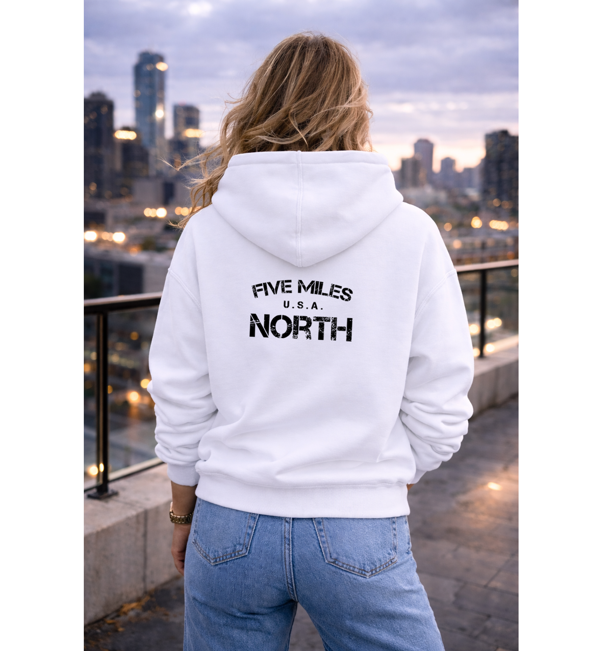 Five Miles North Hoodie - Front & Back Signature Print (Black Logo)