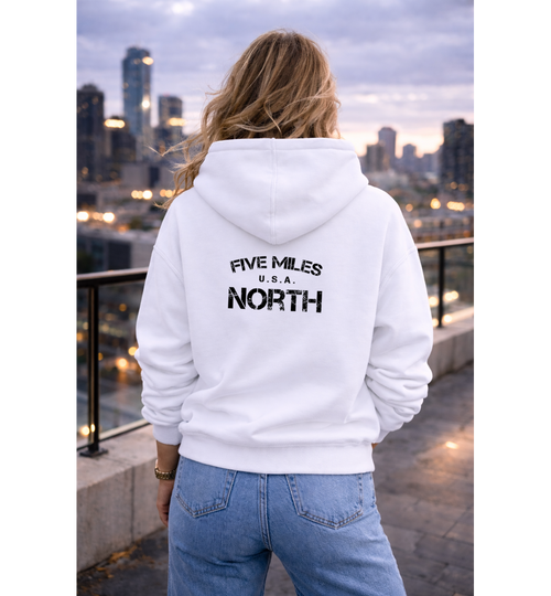 Five Miles North Hoodie - Front & Back Signature Print (Black Logo)