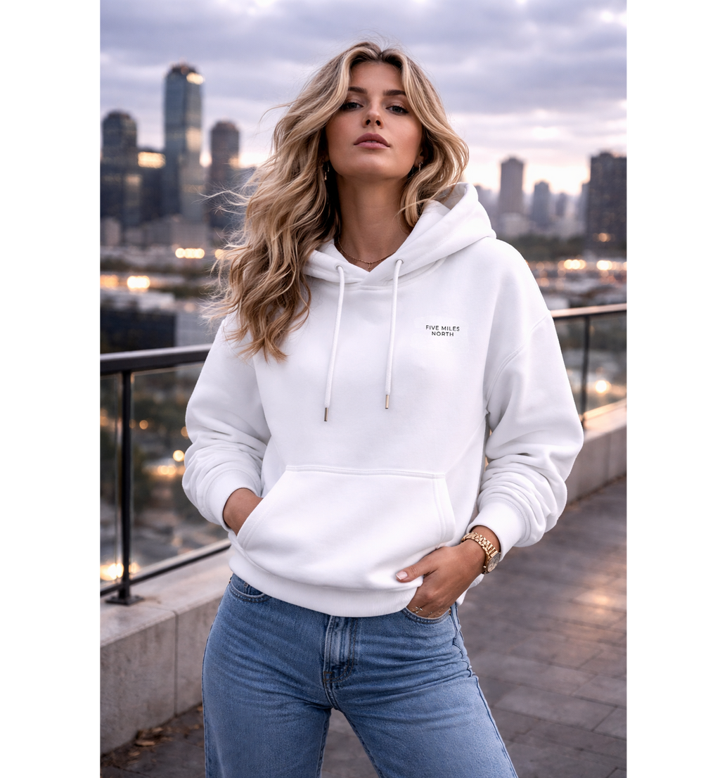 Five Miles North Hoodie :: Embroidered Black Chest Logo