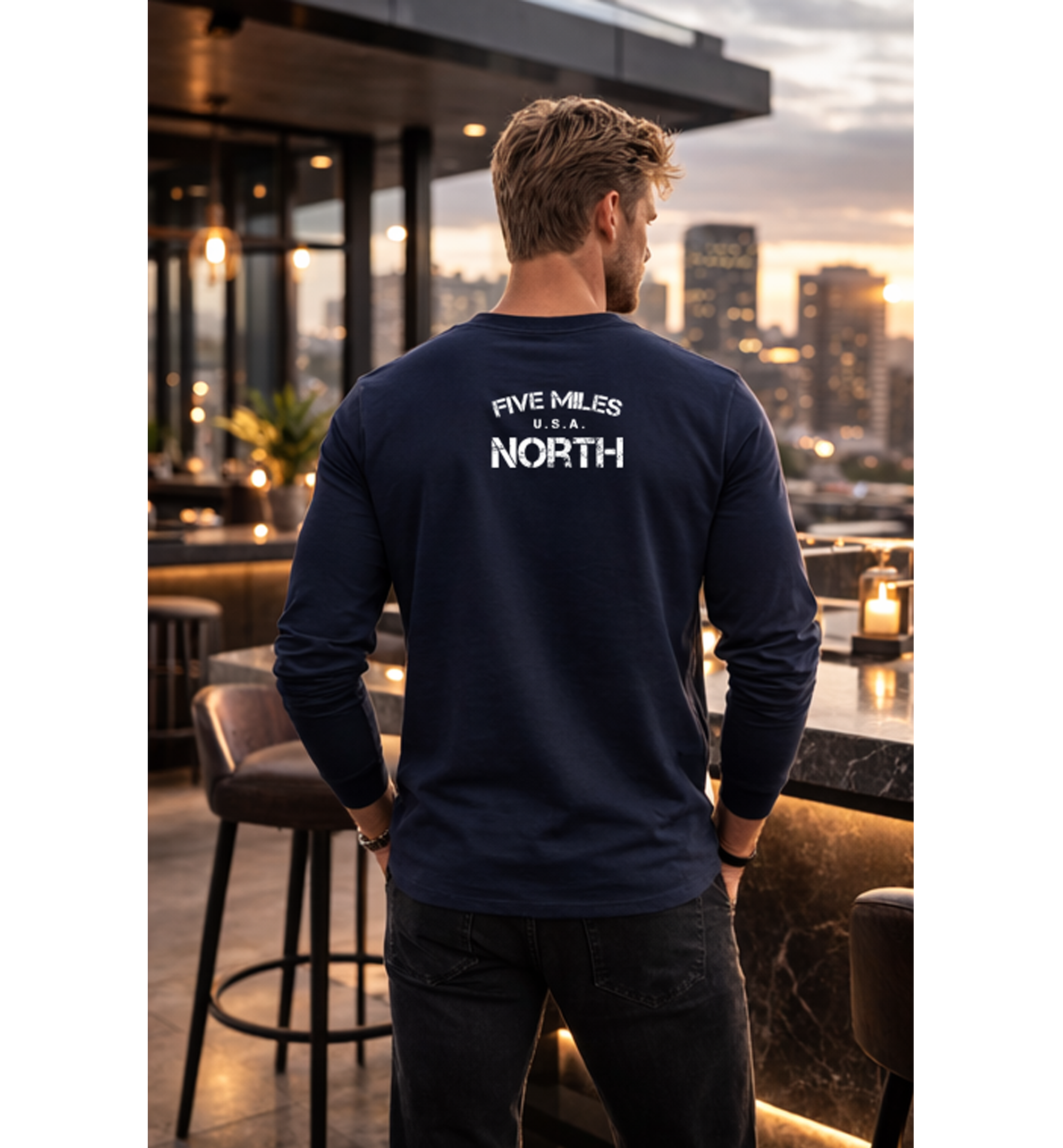 Five Miles North Long sleeve shirt - Front & Back Signature Print (White Logo)