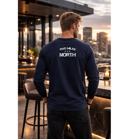 Five Miles North Long Sleeve Shirt - Front & Back Signature Print (White Logo)